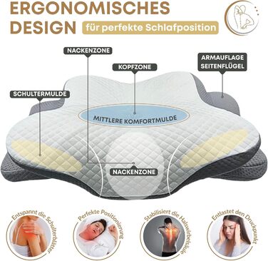 Ортопедична подушка для шиї Sei Design з Memory Foam - для спини та боку, Oeko-Tex®, Lyocell, охолоджуючий чохол