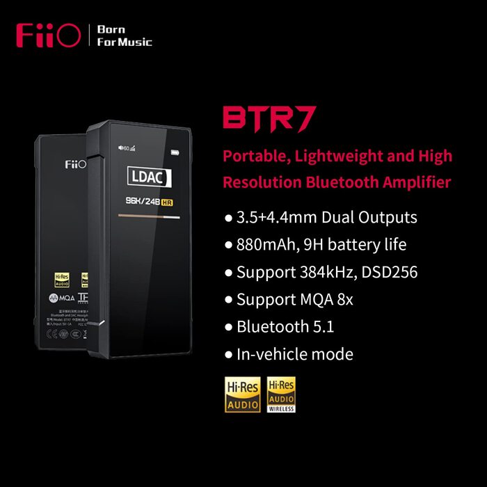 Приймач і підсилювач для навушників FiiO BTR7, Hi-Res, DAC, MQA, LDAC, aptX HD, DSD256