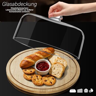 Дерев'яний підставка для тортів з кришкою, обертова тарілка для випічки, декор для тортів | Eukue