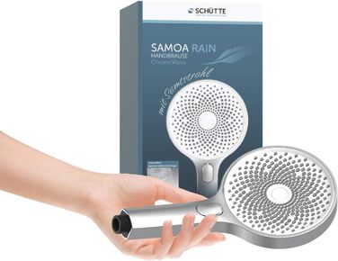 Ручний душ SCHTTE 60955 SAMOA RAIN з технологією оксамитового розпилення, душова лійка з більш ніж 300 струменями та 3 регульованими типами розпилення, душова лійка для душу проти накипу, хром-білий