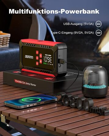 Powerbank для автомобіля з компресором 150 PSI, 7000A, 12V, 8L/10L (бензин/дизель), LED-ліхтарик