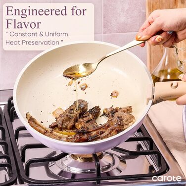 Набір посуду CAROTE 19 предметів з антипригарним покриттям, кухонний набір, безпечний для духовки та холодильника, економний, фіолетовий колір