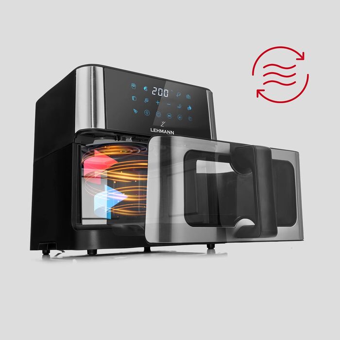 Фритюрниця повітряна LEHMANN XXL з 2 камерами (10л), 13 програм, touch display, антипригарне покриття