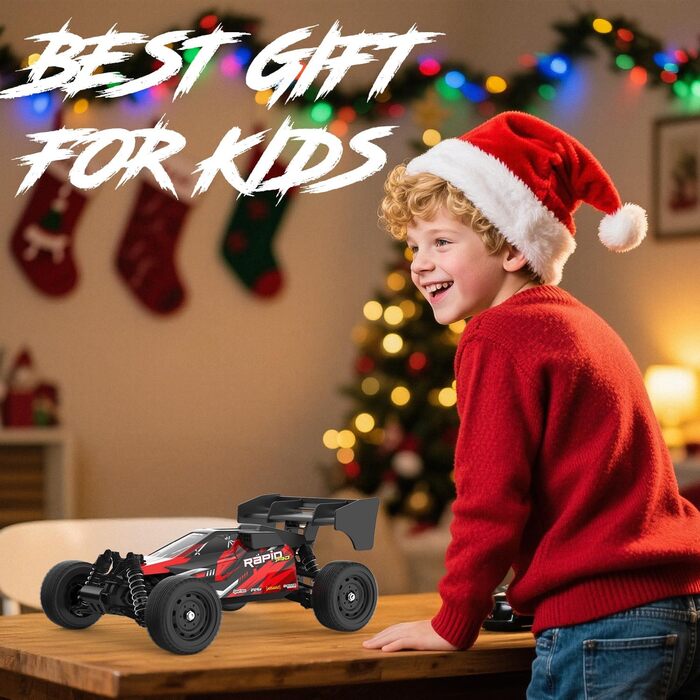 Радіокерований позашляховик DEERC 9205E 1:10 48 км/год 4WD Monstertruck з 2 акумуляторами, 2.4GHz, для дітей та дорослих