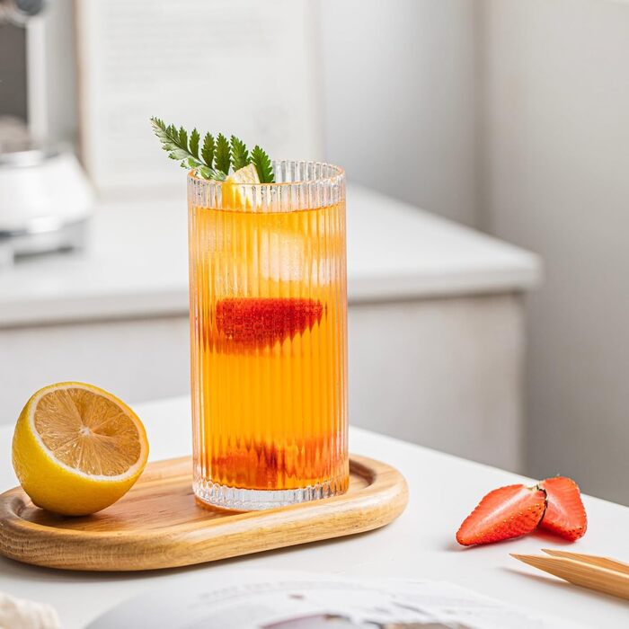 Набір склянок INSETLAN 370мл (6 шт.) для напоїв: віскі, пива, соків, кави та коктейлів | Склянка Long Drink | Склянка для води | Склянка для напоїв | Можна мити в посудомийній машині