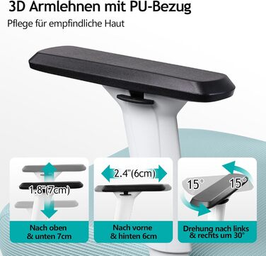 Ергономічне офісне крісло DoChair, висока спинка, 3D підлокітник, регульований, світло-блакитний