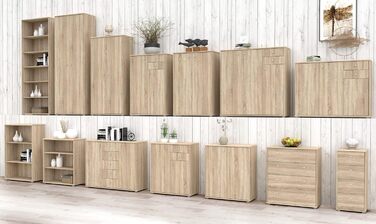 Книжкова шафа Newroom Полиця Sonoma Oak Modern - 73.7x85.5x34.8 см (ШxВxГ) - Шафа з стоячою полицею - Albus.Seventeen Офіс Кабінет Вітальня (02- Комод)