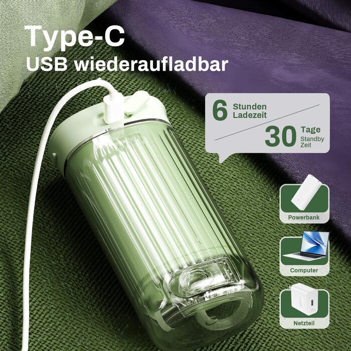 Портативний електричний іригатор для зубів JTF Munddusche Mini (зелений): 4 режими, 5 насадок, 230 мл, водонепроникний IPX7