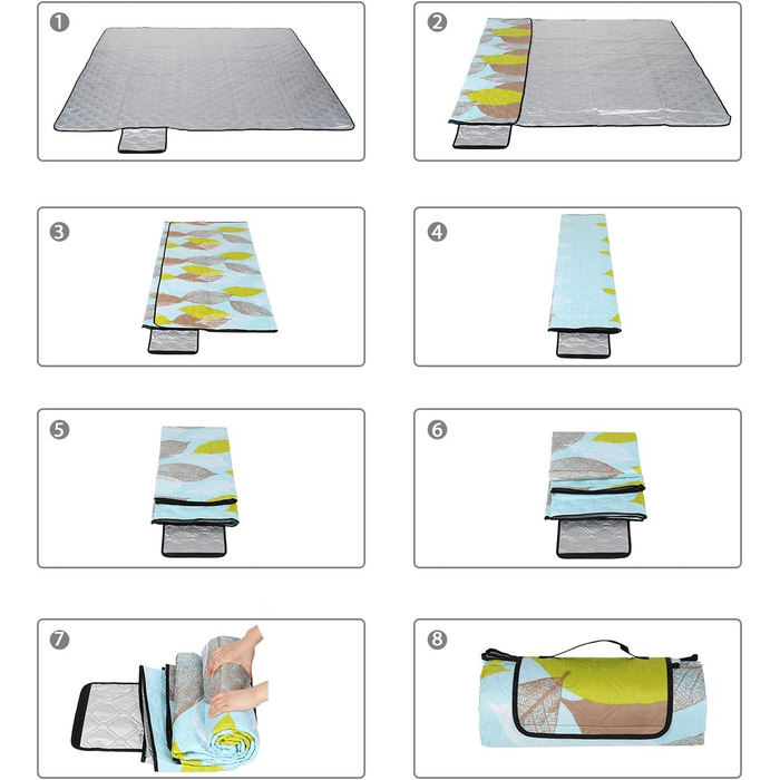 Ковдра для пікніка Sekey 200 x 200 см водонепроникна, кемпінгова ковдра для пікніка з портативною ручкою, ковдра для пікніка, яку можна прати для пікніка на відкритому повітрі