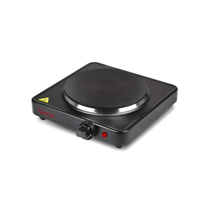 Електрична плитка Girmi PE26 з чавунною поверхнею, 1500 Вт, 5 температурних режимів, діаметр 18,5 см, чорна