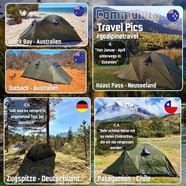 Намет GOALPINE ESKAPADE II 2-місний, водонепроникний 4000 мм, ультралегкий для походу, гірського туризму та велотуризму, 3-4 сезони, зелений