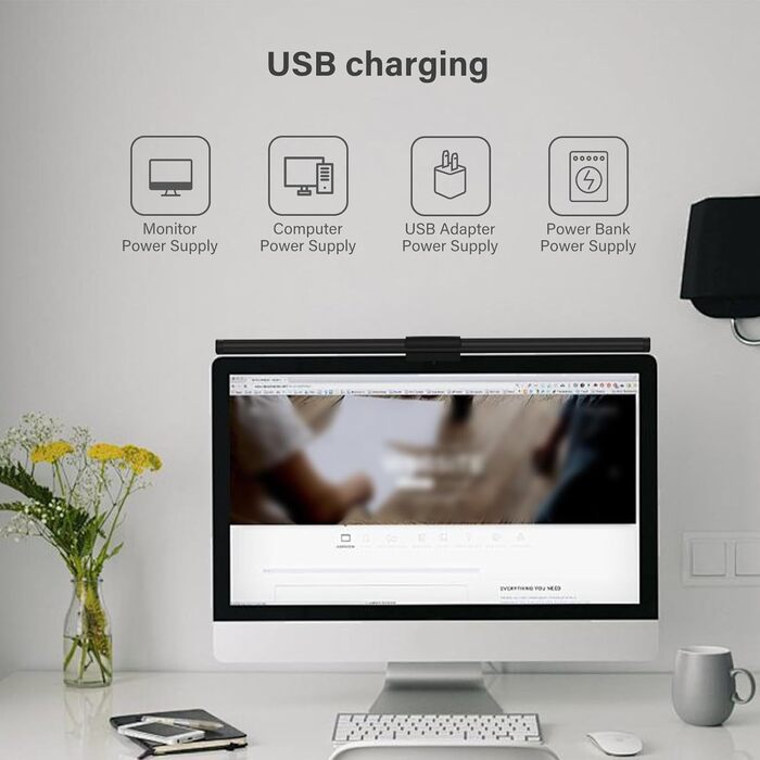 LED лампа для монітора 55 см з інтелектуальним керуванням USB, захист очей, торкання, регулювання температури кольору, для ПК, офісу