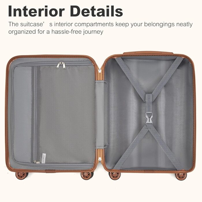 Чемодан-валіза KONO Mittelgroß (L) з ABS+PC, 4 колеса, TSA-замок (червоний/коричневий)