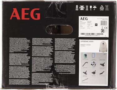 Пилосос AEG CLEAN 6000 AB61C1OKO ECO / Високе всмоктування / Додаткові насадки / Колеса XL / Телескопічна трубка з нержавіючої сталі / 65 переробленого матеріалу / Кабель 12 м / 750 Вт / Аксесуари / Сірий (Білий матовий)