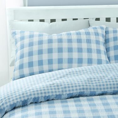 Набір постільної білизни Catherine Lansfield Seersucker King Size Gingham Check, синій