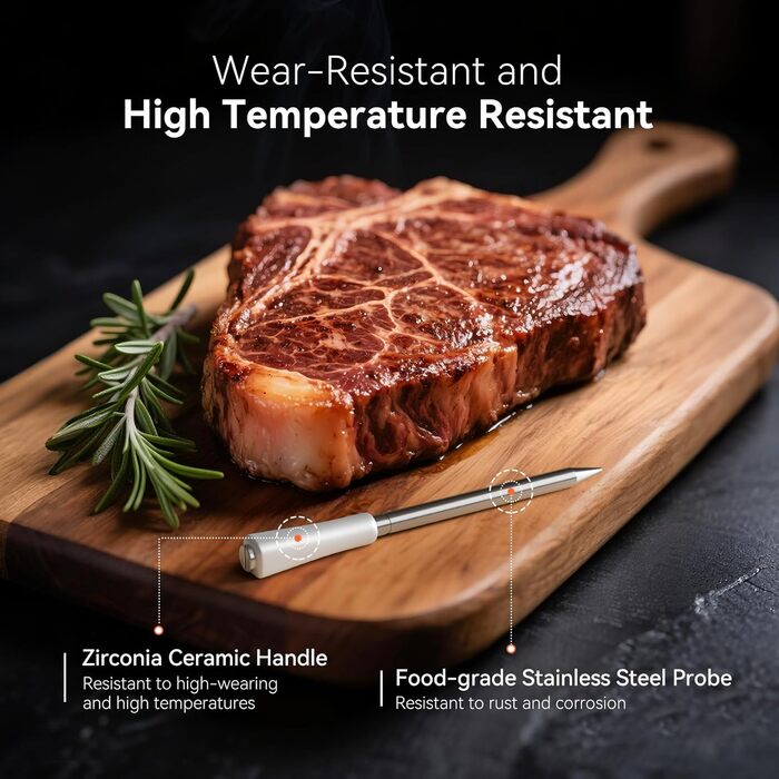 Термометр для м'яса Inkbird INT-11S-B: Бездротовий термометр-щуп з Bluetooth, IP67, для приготування на грилі, BBQ, духовці та коптильні