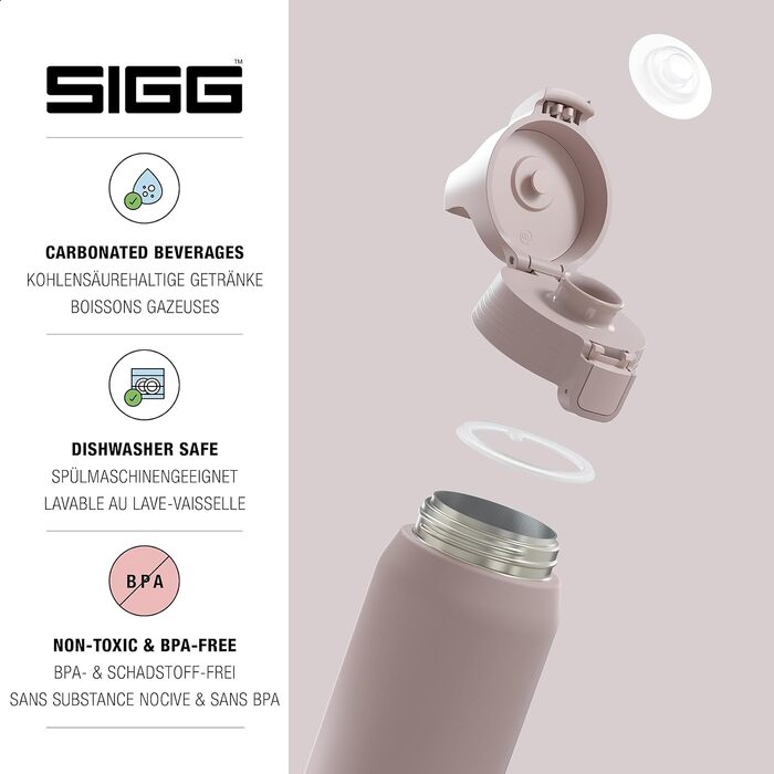 Вакуумна колба SIGG Shield Therm One Dusk, газована, герметична, можна мити в посудомийній машині, не містить BPA, 90 переробленої нержавіючої сталі, рожева, 0,75 л