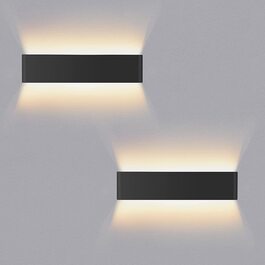 Настінний світильник Lureshine, 2 шт., внутрішній настінний світильник для підйому і опускання, 40 см, 16 Вт, декоративний / сучасний настінний світильник, алюмінієвий теплий білий, 3000 тис. шт., бра для кімнатинавчаннясходикоридору (Чорний), Чорний 2 шт.