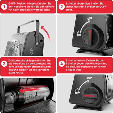 EVOCAMP Портативна газова опалювальна техніка, 1.7 кВт, керамічна, для дому та відпочинку на природі (ODS)