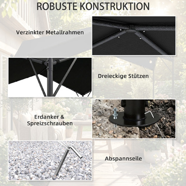 Пергола-павільйон 3x3м, водовідштовхувальний, стабільний, зимостійкий, з сонцезахистом та двосхилим дахом, з трикутними підсилювачами.