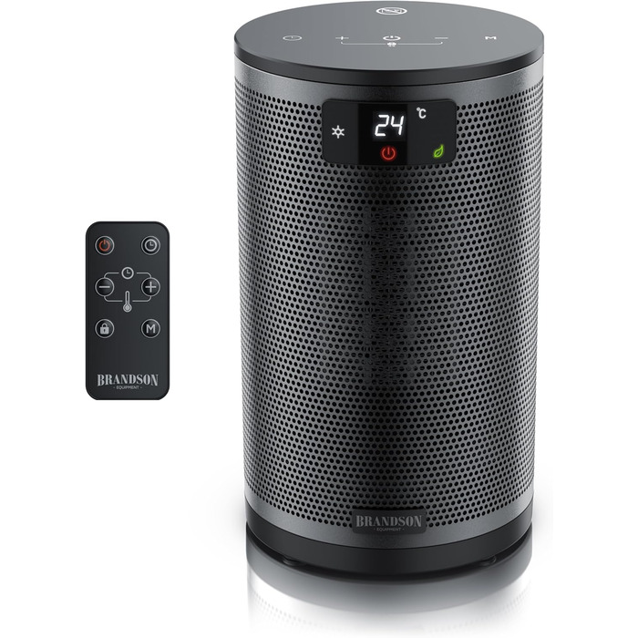 Обігрівач Brandson з дистанційним керуванням, 1500 Вт, 2 режими, ECO, захист від перекидання та перегріву