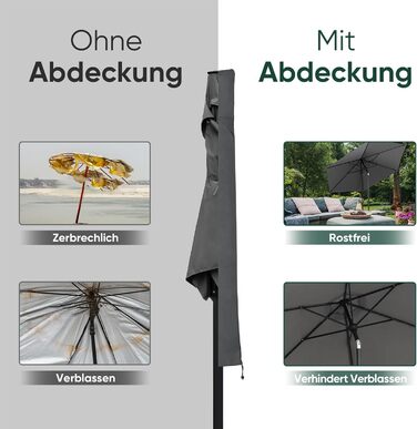 Захисний чохол для парасольки від сонця Sekey, 260x65 см, темно-сірий