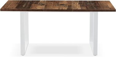 Розсувний обідній стіл Anna B&D home | 120-160 x 80 см, на 4-6 осіб | Скандинавський стиль, Texas-Eiche | Чорне металеве підстав'я, для кухні та їдальні