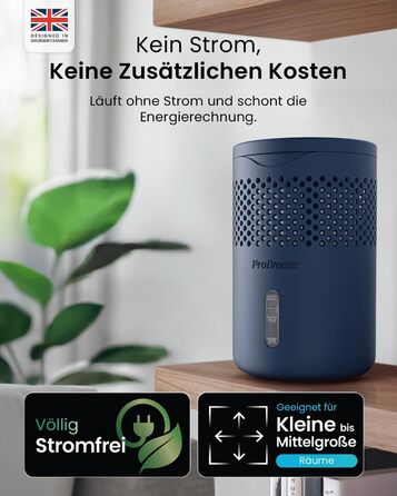 Pro Breeze Osmo: Безшумний та перезаповнюваний осушувач повітря для дому, спальні, шафи, авто. Таблетка 700г (до 100 днів). Колір: Marineblau (Морський синій)