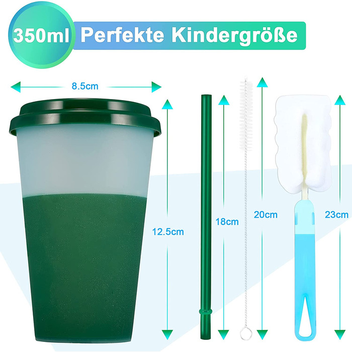 Кружка чашка для пиття з соломкою і кришкою - 350 мл чашка для зміни кольору багаторазова пластикова чашка дитяча чашка Кубок Дорожня кружка т