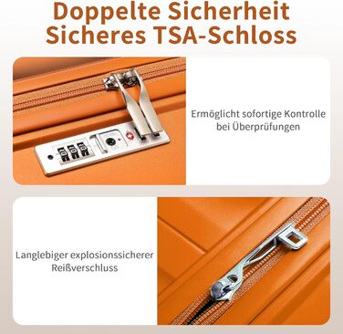 Набір валіз KONO 2 шт: ручна валіза-тележка 55 см + косметичка з поліпропілену, колір помаранчевий
