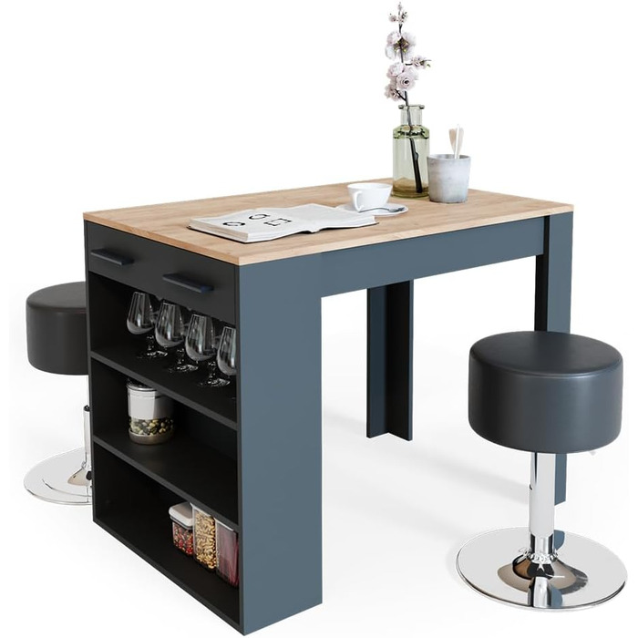 Набір обіднього столу Vicco Repose з 2 барними стільцями, 67x100 см, антрацит/дуб Голдкрафт