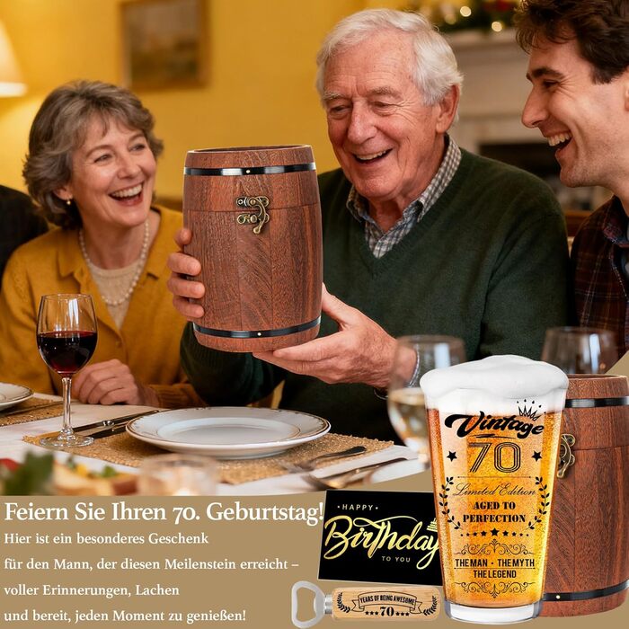 Персоналізований пивний келих з гравіюванням для чоловіка на 60 років, 1966 рік народження, в дерев'яній подарунковій коробці 470 мл + відкривачка + листівка. Ідея подарунка на День народження, День Святого Валентина