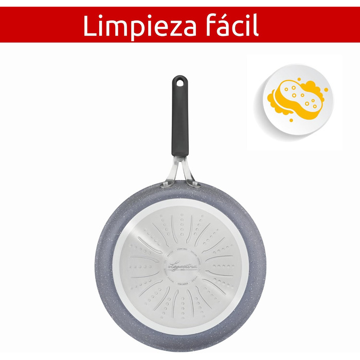Сковорода Lagostina Tempra Mineral з антипригарним покриттям, 30 см, сталь/алюміній, силіконові ручки, ефект каменю, для всіх типів плит