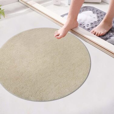 Килимок для ванної кімнати Famibay: набір з 3 частин, антиковзаюча, м'яка, швидковисихаюча, 80x80 см, бежевий