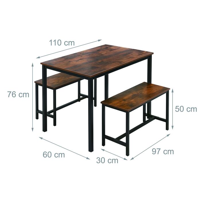 Набір столу та двох лавок Relaxdays