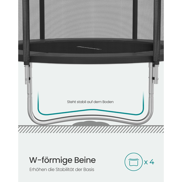 Батут SONGMICS вуличний Ø305 см з захисною сіткою, драбиною та м'якими стійками, чорний