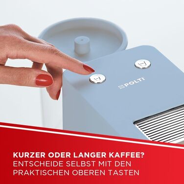 POLTI Coffea S15W: Еспресо-машина з сумісністю з E.S.E. Pads 44 мм, об'єм бака 0,85 л, тиск помпи 19 Bar, білий (світло-блакитний) колір