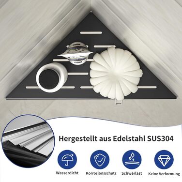 Поличка для душу Eck Edelstahl, нержавіюча сталь 304, поличка для ванної кімнати, кріплення на плитку, вбудована поличка для ремонту ванної кімнати (254 мм - 2 шт.) (254 мм - 2 шт., чорний)