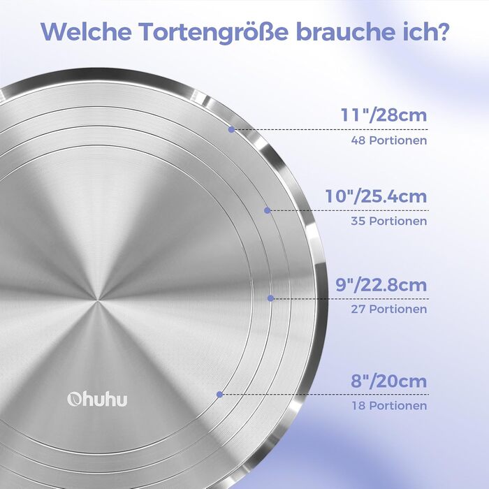 Ohuhu Поворотна підставка для тортів 30 см, алюмінієвий сплав, для декорування тортів (срібна)