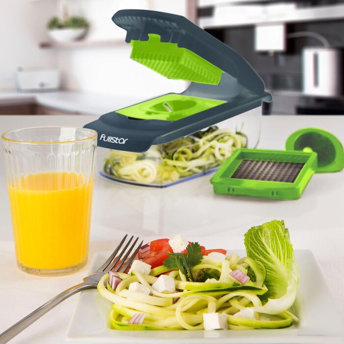 Набір для нарізки овочів та фруктів 4-в-1 (білий) – спіралізатор, шинкувальник, нарізувач, кубик