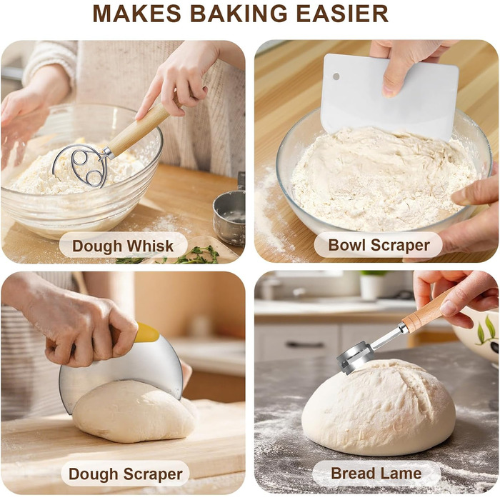 Набір для закваски та випікання хліба: силіконові banneton-кошики (2 шт.), закваска для приготування хліба