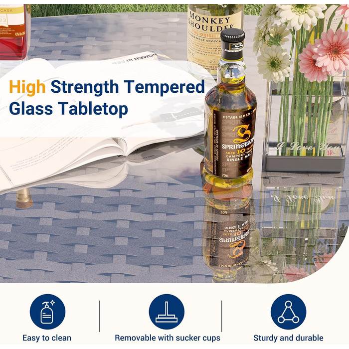 Набір садових меблів UDPATIO для балкона/тераси: стіл та 2 стільці з поліротангу (сірий)