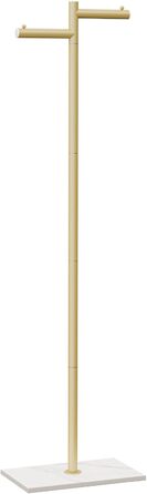 Підлоговий вішак для одягу Metall, стійка підставка для куртки, гардероб з натуральною кам'яною основою, 175см, сучасний дизайн, підходить для куртки, шапок, сумок, білий (39x26x175cm, золото)