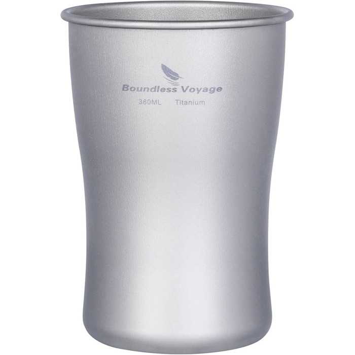 iBasingo Титановий стакан для кемпінгу 600мл, 380мл - легкий, міцний, для напоїв, з об'ємом 380мл та 600мл Ti3233D, Ti3232d