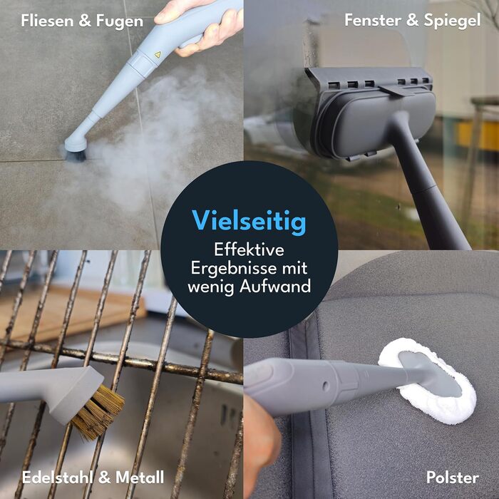 Електричний пароочисник LEBENLANG - 3,5 Bar, 1000W, 12 аксесуарів | Для дому, ванної кімнати, авто та вікон