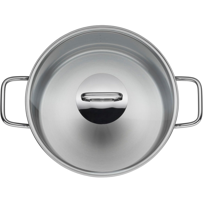 Набір кухонного посуду Silit Extra Cook: каструлі 16/20/24 см з кришками, ковшик 16 см, внутрішня шкала, широкий зливний край, придатний для миття в посудомийній машині, з нержавіючої сталі Crominox