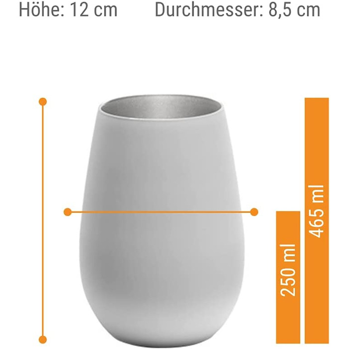 Стакани Штельцле Лаузіц 465 мл I стакани для пиття 6 шт. I Набір склянок для пиття можна мити в посудомийній машині з високою стійкістю до поломки I Універсальні стакани для води стакани для соку стакани для віскі I чорний бронзовий (білий / сріблястий)