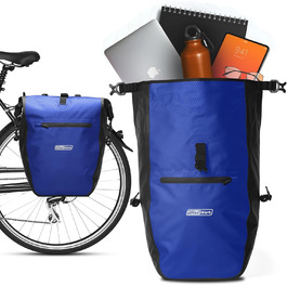Для багажника 25,4 л, 100 водонепроникний, з ручкою для перенесення та плечовим ременем, багажна полиця для велосипедної сумки, сумка для багажу, задні сумки для велосипедів (сині), 2Radwerk Pannier