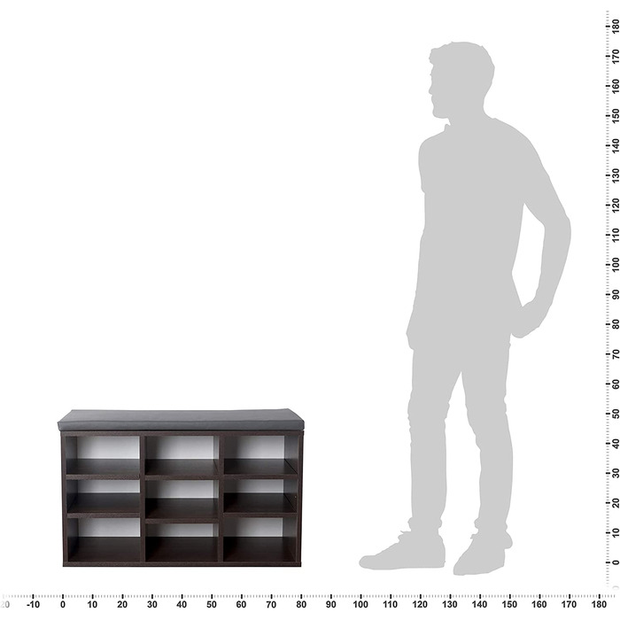 Полиця для взуття RICOO з місцем для зберігання 79x49x30 см лавка для взуття (WM035-W-A) Дерев'яний білий шафа для взуття з подушкою для сидіння (Сірий) для зберігання взуття в передпокої (79 x 49 x 30 см, коричневий дубовий бомон / оббивка сірого кольору