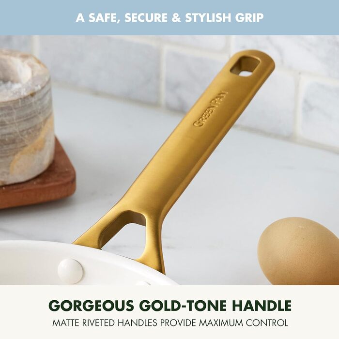 Набір сковорідок GreenPan з антипригарним покриттям, 25.4 см та 30.5 см, кераміка, без PFAS, нержавіюча сталь, для духовки та посудомийної машини, колір мох, 10' та 12' сковорода